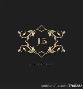 Classic Vintage Letter J, B, JB logo. Vector logo design concept classic vintage with nature leaves.