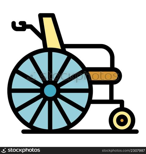 Classic wheelchair icon. Outline classic wheelchair vector icon color flat isolated. Classic wheelchair icon color outline vector