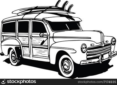 Classic Woodie Vector Illustration