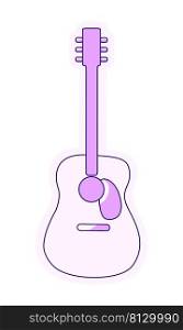 Classical acoustic guitar semi flat color vector element. Full sized object on white. Guitarist. Musical instrument simple cartoon style illustration for web graphic design and animation. Classical acoustic guitar semi flat color vector element