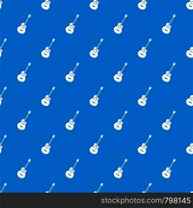 Classical guitar pattern repeat seamless in blue color for any design. Vector geometric illustration. Classical guitar pattern seamless blue