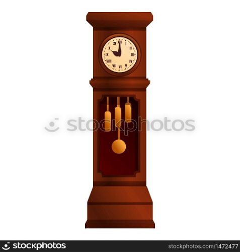 Classical pendulum clock icon. Cartoon of classical pendulum clock vector icon for web design isolated on white background. Classical pendulum clock icon, cartoon style