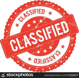 Classified File Seal Certificate. Illustration of a grunge textured red classified archive seal stamp