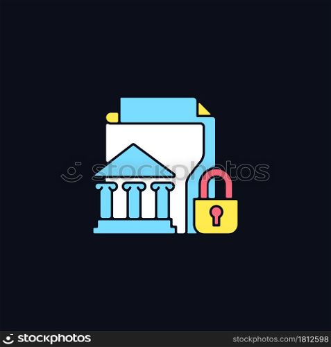 Classified information RGB color icon for dark theme. National security. Protect sensitive data. Top secret. Isolated vector illustration on night mode background. Simple filled line drawing on black. Classified information RGB color icon for dark theme
