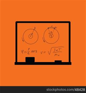 Classroom blackboard icon. Orange background with black. Vector illustration.