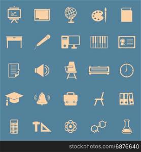 Classroom color icons on blue background, stock vector