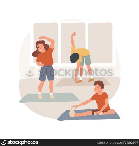 Classroom fitness isolated cartoon vector illustration. Doing morning exercises in a classroom, before school program, sport activity, children fitness, motor development vector cartoon.. Classroom fitness isolated cartoon vector illustration.