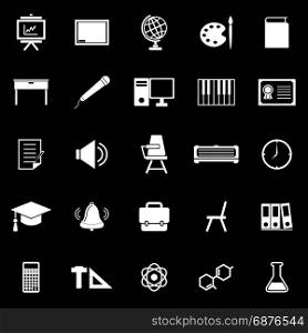 Classroom icons on black background, stock vector