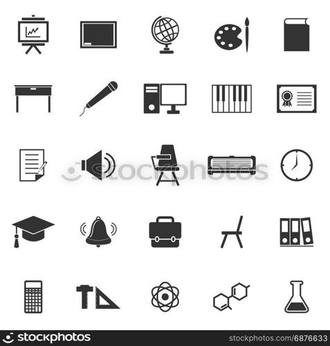 Classroom icons on white background, stock vector