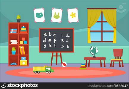 Classroom Interior Education Elementary Kindergarten Children School Illustration