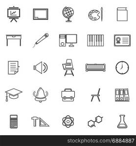 Classroom line icons on white background, stock vector