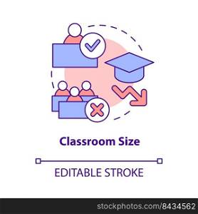 Classroom size concept icon. Effective education. Problem in public schools abstract idea thin line illustration. Isolated outline drawing. Editable stroke. Arial, Myriad Pro-Bold fonts used. Classroom size concept icon