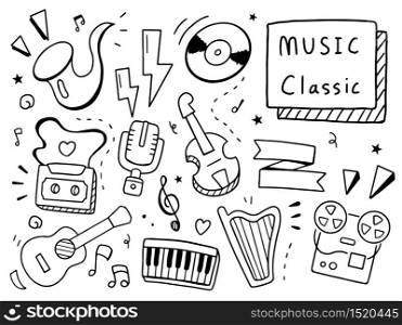 classsic music doodle illustration. Doodle design concept