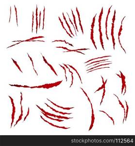 Claws Scratches Vector. Isolated On White Background. Bear Or Tiger Paw Claw Scratch Bloody. Shredded Paper. Claws Scratches Vector. Isolated On White. Bear Or Tiger Paw Claw Scratch Bloody. Shredded Paper