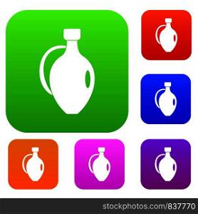 Clay jug set icon color in flat style isolated on white. Collection sings vector illustration. Clay jug set color collection