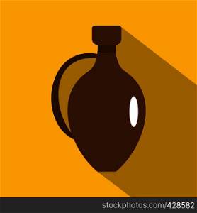 Clay wine jug icon. Flat illustration of clay wine jug vector icon for web isolated on yellow background. Clay wine jug icon, flat style