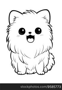 Clean and Simple Coloring Page: Pomeranian for Kids