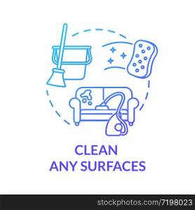 Clean any surfaces blue concept icon. Wash furniture. Housekeeping and housework. Sanitation at house. Quarantine idea thin line illustration. Vector isolated outline RGB color drawing