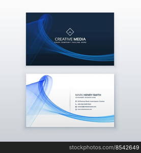 clean blue business card with wave shape