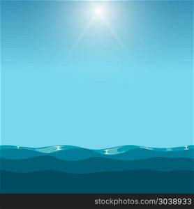 Clean blue sky over the ocean background. Clean blue sky over the ocean background. Sea outdoor summer, vector illustration