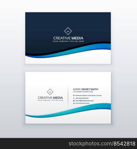 clean blue wave business card design template