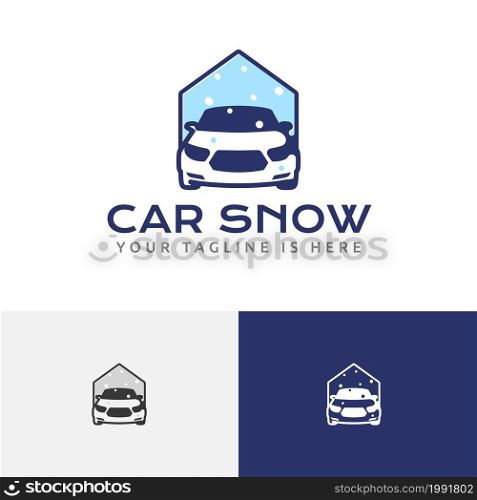 Clean Car Snow Wash Carwash House Auto Service Logo