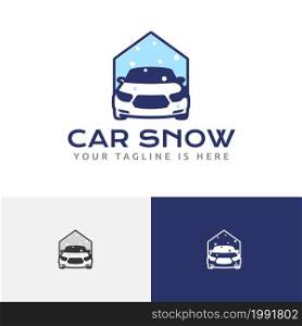 Clean Car Snow Wash Carwash House Auto Service Logo