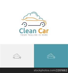 Clean Car Wash Silhouette Carwash Soap Foam Auto Service Line Logo