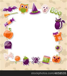 Clean Card with Colorful Halloween Flat Icons. Illustration Clean Card with Colorful Halloween Flat Icons - Vector