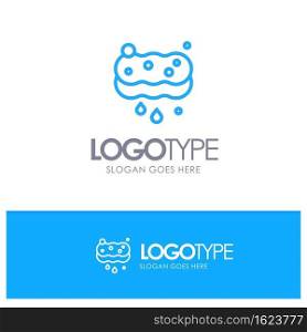 Clean, Cleaning, Sponge, Wash Blue outLine Logo with place for tagline