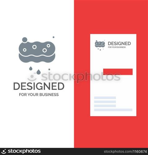 Clean, Cleaning, Sponge, Wash Grey Logo Design and Business Card Template