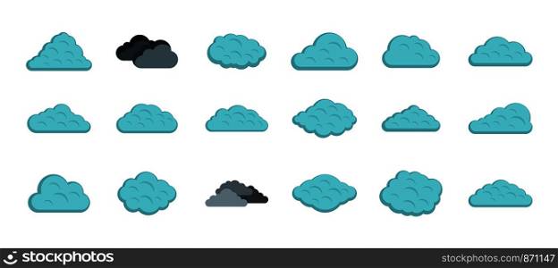 Clean cloud icon set. Flat set of clean cloud vector icons for web design isolated on white background. Clean cloud icon set, flat style