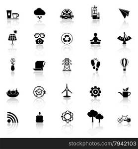 Clean concept icons with reflect on white background, stock vector