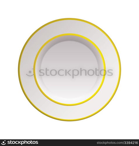Clean crisp white china plate with gold rim