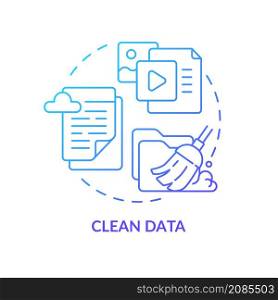 Clean data blue gradient concept icon. Digital marketing. High quality content abstract idea thin line illustration. Isolated outline drawing. Roboto-Medium, Myriad Pro-Bold fonts used. Clean data blue gradient concept icon