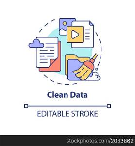 Clean data concept icon. Digital marketing. High quality advertising content abstract idea thin line illustration. Isolated outline drawing. Editable stroke. Roboto-Medium, Myriad Pro-Bold fonts used. Clean data concept icon