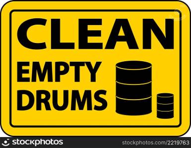 Clean Empty Drums Sign On White Background