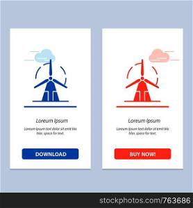 Clean, Energy, Green, Power, Windmill Blue and Red Download and Buy Now web Widget Card Template