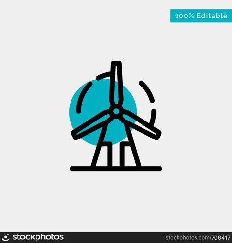 Clean, Energy, Green, Power, Windmill turquoise highlight circle point Vector icon