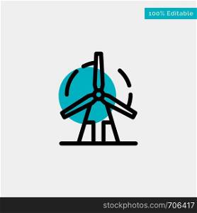 Clean, Energy, Green, Power, Windmill turquoise highlight circle point Vector icon