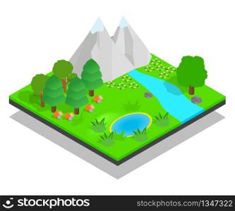 Clean forest concept banner. Isometric banner of clean forest vector concept for web, giftcard and postcard. Clean forest concept banner, isometric style