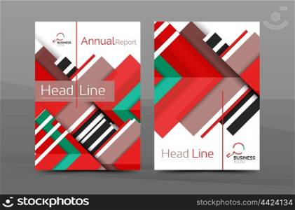 Clean geometric design annual report cover, leaflet business cover page, brochure flyer layout, abstract presentation background poster, A4 size