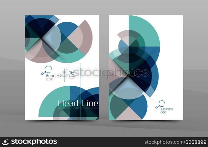 Clean geometric design annual report cover, leaflet business cover page, brochure flyer layout, abstract presentation background poster, A4 size