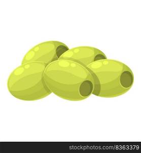 Clean green olives icon cartoon vector. Oil food. Tree fruit. Clean green olives icon cartoon vector. Oil food