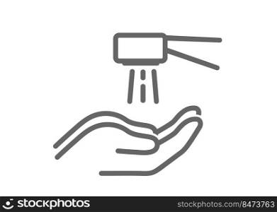 Clean hands. a hand under a stream of water. Icon labels, stickers and stickers. Vector illustration for a website, application, company and creative idea. Flat style 