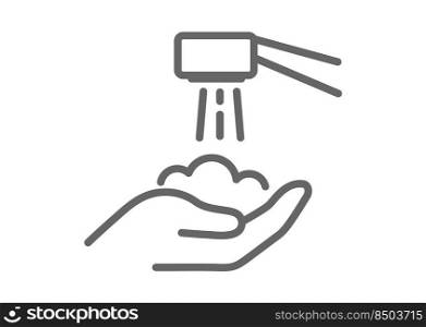 Clean hands. a hand under a stream of water. Icon labels, stickers and stickers. Vector illustration for a website, application, company and creative idea. Flat style 
