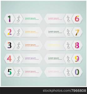 clean hexagon presentation template with numbers and place for your text. Vector illustration