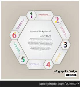 clean hexagon presentation template with numbers and place for your text. Vector illustration