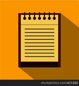 Clean lined sheet of notepad icon. Flat illustration of clean lined sheet of notepad vector icon for web isolated on yellow background. Clean lined sheet of notepad icon, flat style