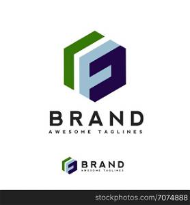 Clean luxury Letter F logo hexagon design. letter F hidden style with modern hexagon logo concept